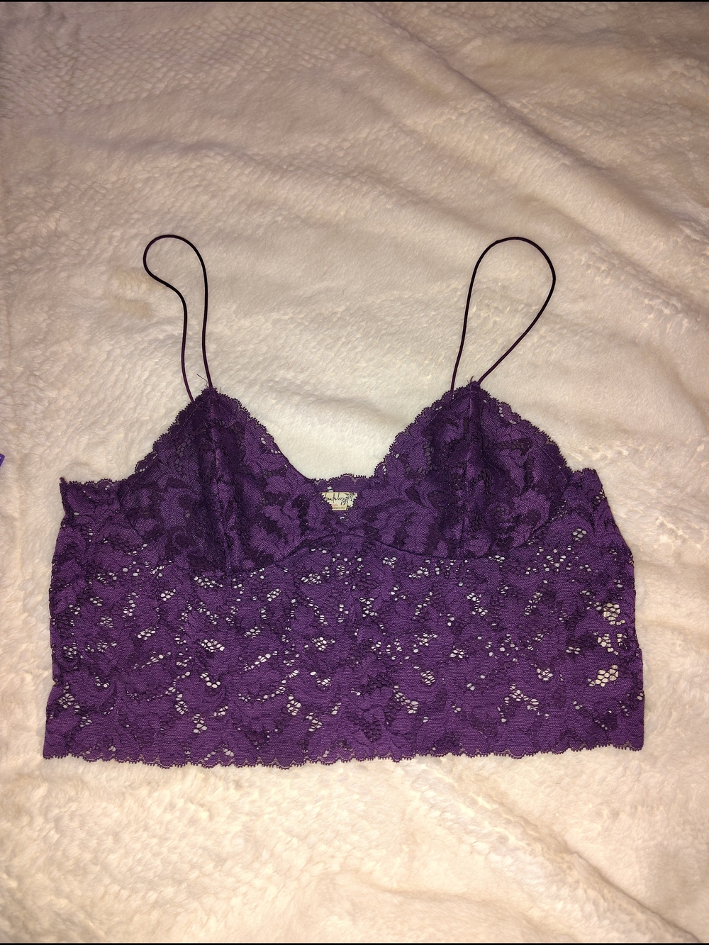 Free People Lace Camisole Bralette in Deep Purple